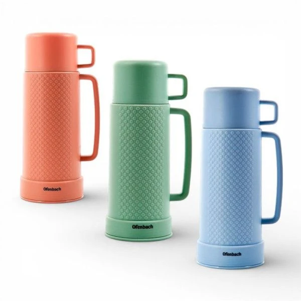 Термос 450мл пластик стекл.колба (48)