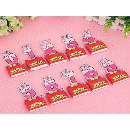 Свеча в торт парафин цифра 0-9 на палочке с бантиком 5*3см H-221-1 (720)