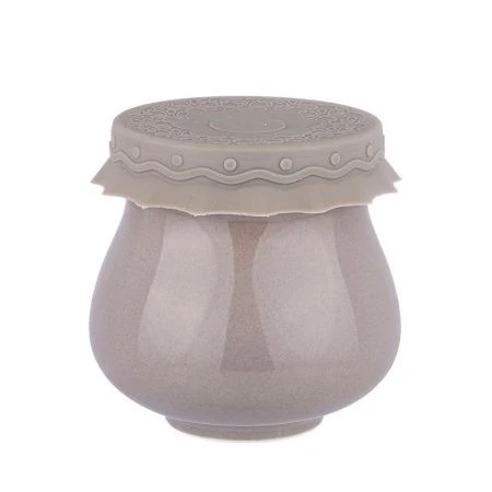 Банка для меда 180мл фарфор ВРЕМЕНА ГОДА серая с силиконовой крышкой (72)