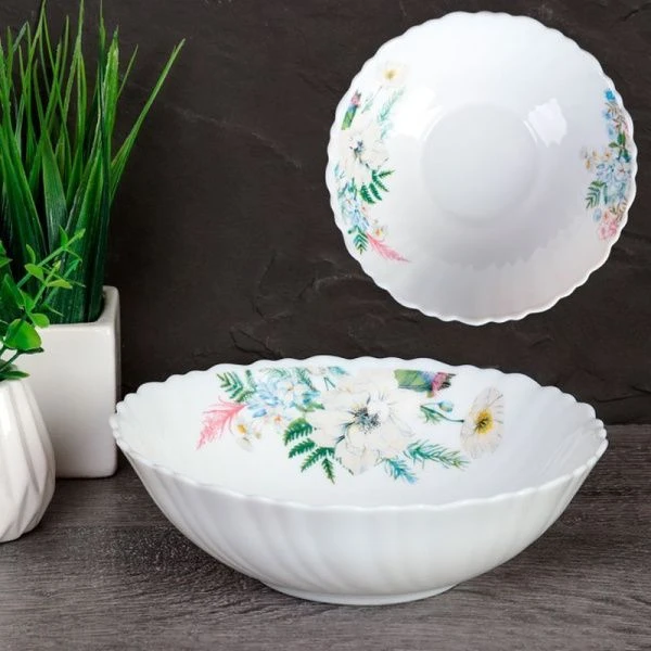 Тарелка глубокая 480мл 15,5см стеклокерамика ЛЕСНАЯ КОМПОЗИЦИЯ суповая TW-60 (7327) (6/72)