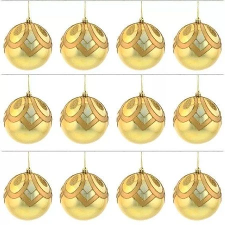 Украшение новогоднее шар Золотой вензель D10 см