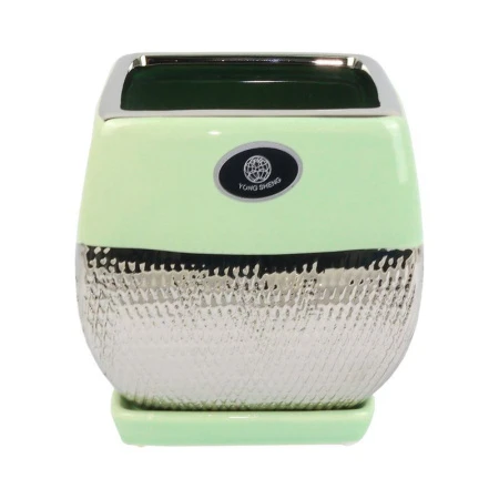 Горшок цветочный керамика 15х15х16,5см мята-серый JC-13804 (18)