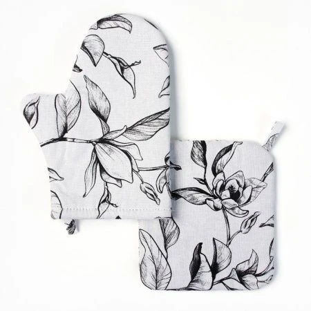 Набор кухонный 2пр Доляна Plant leaves (рукавица 20*27см прихватка 19*19см) 100% хл 10744947