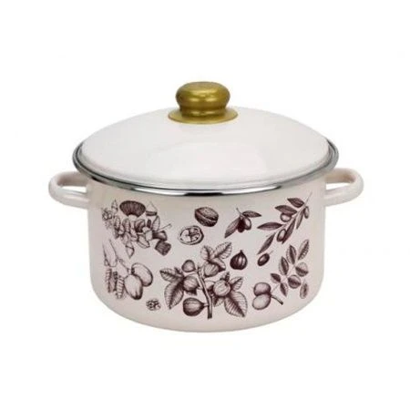 Кастрюля 3л эмаль ГРАВЮРА бисквит с рис. 33-Б1612/4 (4)