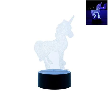 Светильник декоративный акрил/пластик 3D Единорог СТАРТ 11,7*9,6*20,2см (24) ВЫВОД