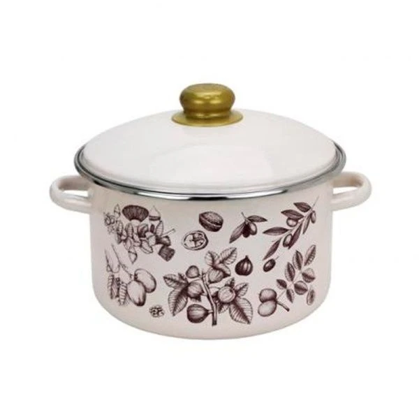 Кастрюля 3л эмаль ГРАВЮРА бисквит с рис. 33-Б1612/4 (4)