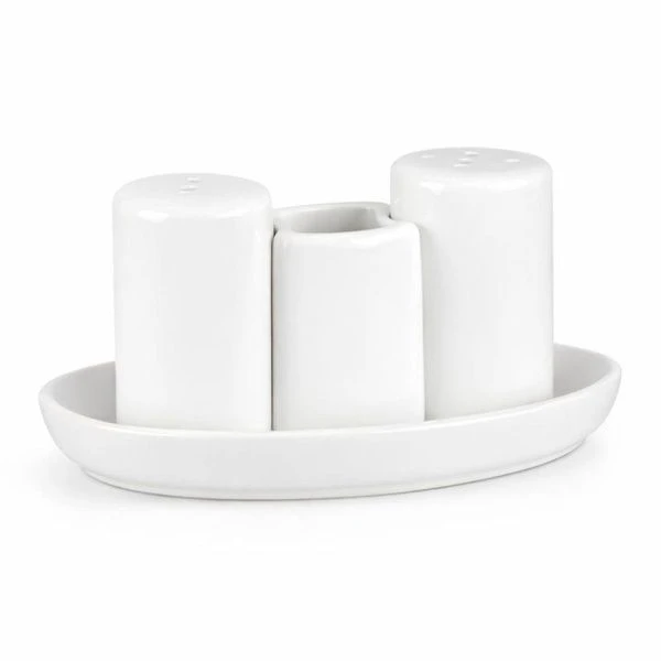 Набор для специй 3пр фарфор ЧАН ВЕЙВ КЛАССИК ИВОРИ овал. (соль, перец, зубочистки) LQ-QSP0009/2 фк0349 (60