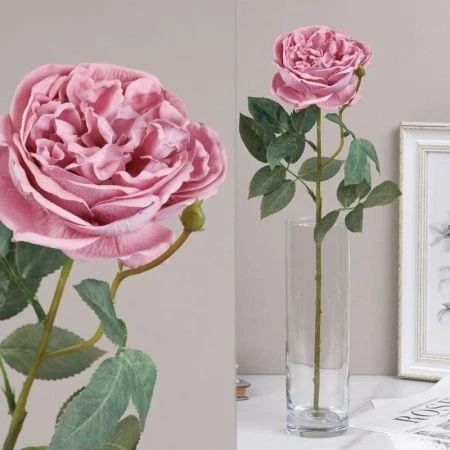 Цветы искусственные Пионовидная роза нежно сиреневая 59см силикон GR-005 (12/144)