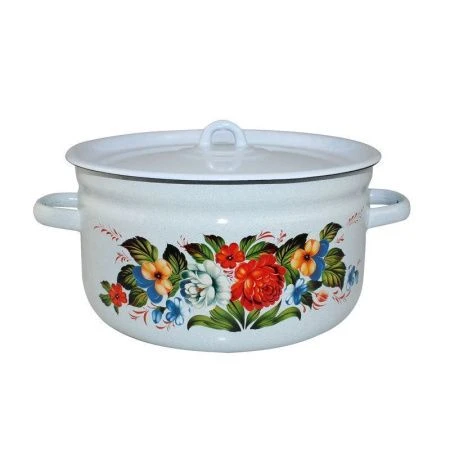 Кастрюля 5,5л эмаль ТАТЬЯНА цилиндрическая титановый рябчик С-1617/4 рб(4)