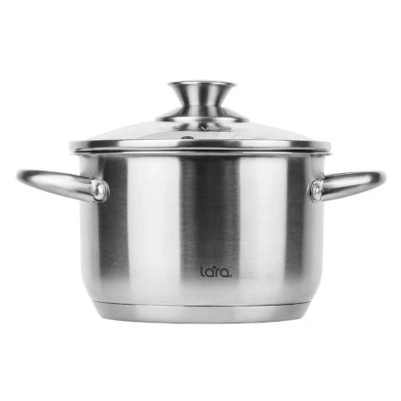 Кастрюля 24*14,5см 6,5л нерж.сталь АФИНА стекл.крышка капсулированное индукционное дно LR02-27а