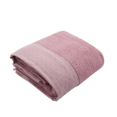 яяяПолотенце махровое 70*140см с бордюром КОНТЕЙ розовый горох (пл.420)