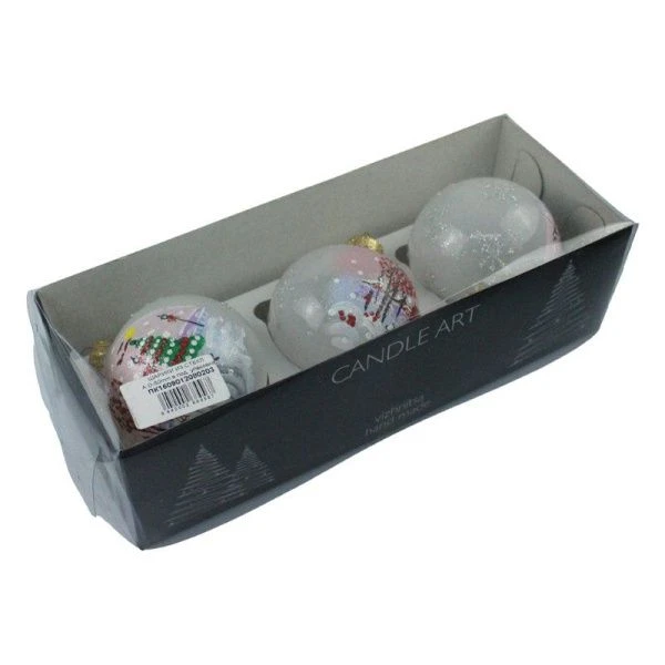 ШАРИКИ ИЗ СТЕКЛА D-80mm в под. упаковке с ручной росписью3шт