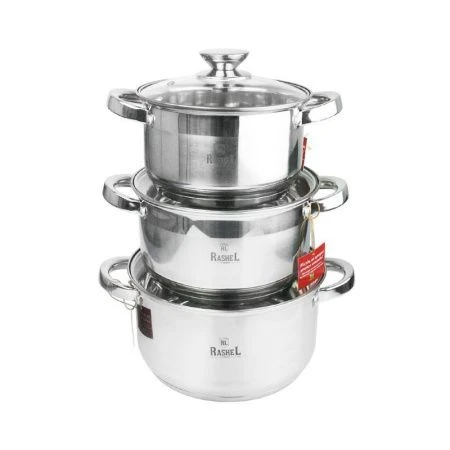 Набор кастрюль 3пр (2,6/3,6/4,7л) нерж.сталь БЕРТА со стекл.крышками (4)