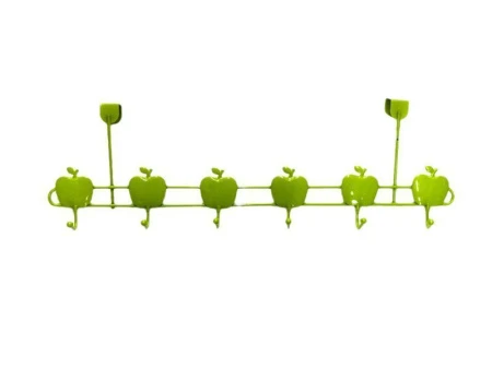 Вешалка на дверь 6 крючков с подвесом Яблоки металл 18х48х10см (зелёный перламутр) JC-1111 (60)