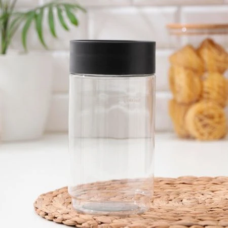 Банка для сыпучих продуктов 1л пластик Asti черный (12) 221102730/02