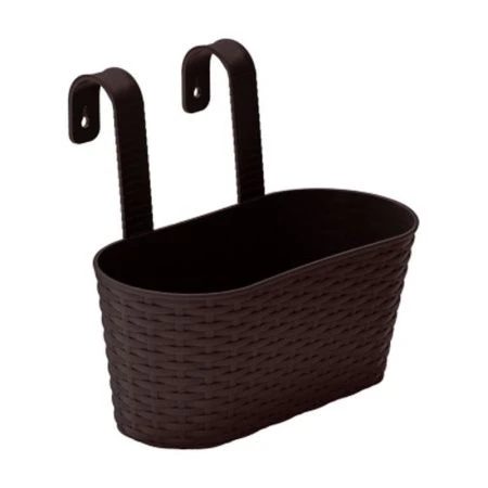 Кашпо настенное 300*200*250мм пластик Ведро большое Раттан коричневое (5)