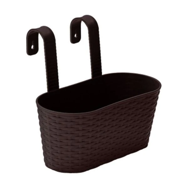Кашпо настенное 300*200*250мм пластик Ведро большое Раттан коричневое (5)