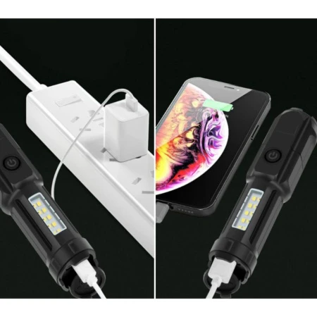 Фонарь ручной аккумуляторный 5 Вт, 120 лм, 800 мАч, XPE, SMD, 4 режима, ZOOM, 13*3,5*3,5см, USB