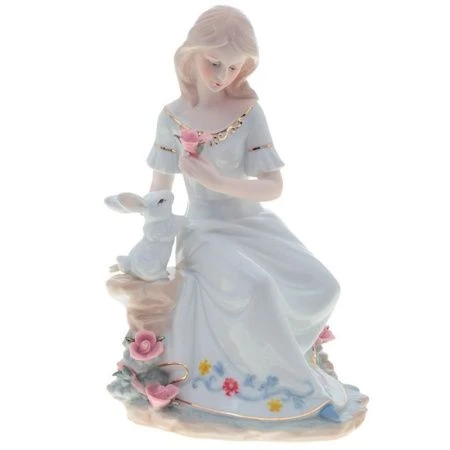 яяяСтатуэтка Девушка с кроликом фарфор 15*12*25см
