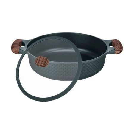 Сотейник 4,1л h7,9см алюминий АП со стекл.крышкой с силикон.ободком 28см индукция RAN (6)