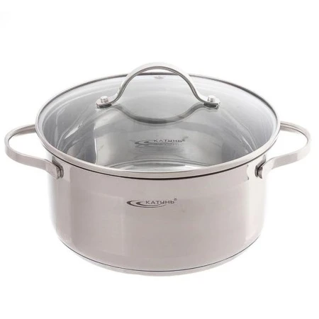 Кастрюля 5,2л нерж.сталь АЛЬТА стекл.крышка d24см толщ. стенок 0,5мм индукция KT-SET-005-52 (4)