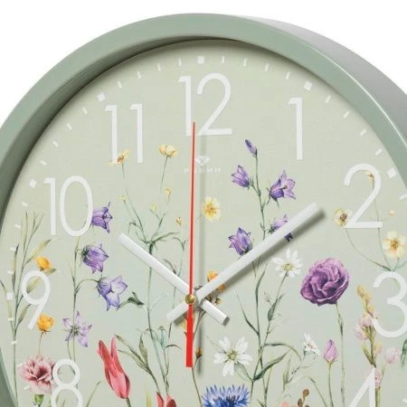 Часы настенные 30см пластик РУБИН Гербарий оливковый (10)