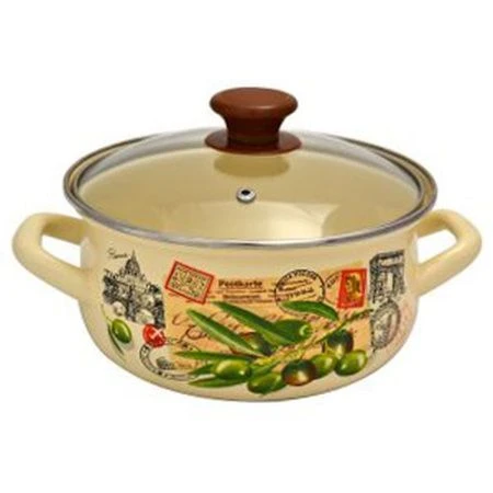 Кастрюля 2л эмаль сл.кость с рис. сферическая 61904-102/4.02-У (4)