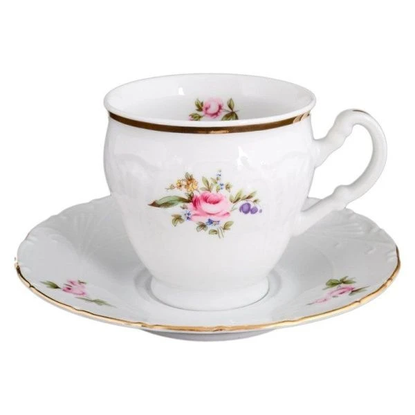 Чайный набор 2пр фарфор ПОЛЕВОЙ ЦВЕТОК на 1 персону 240мл высокая Бернадотт (6)