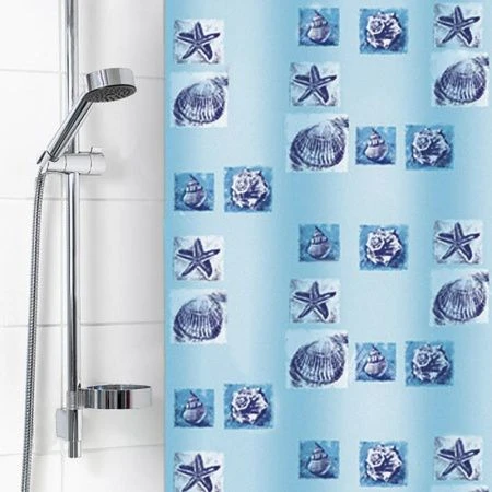Штора для ванной 180*180см полиэтилен Ракушка голубая 6984 (40)