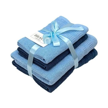 Набор полотенец махровых 4пр 50*80см*2/70*130см*2 Памир синий 380гр м7701_110