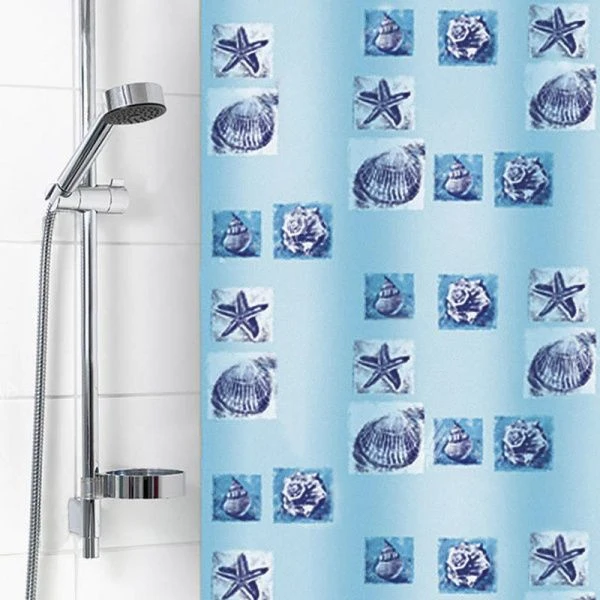 Штора для ванной 180*180см полиэтилен Ракушка голубая 6984 (40)