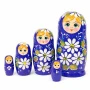 Матрешка 5-ти кукольная дерево Ромашка синяя h15 см, d 8-6см (1)