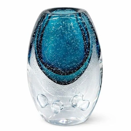 Ваза для цветов 24*16*10,5см стекло БАБЛ синяя тяжелая JZ-2316/JC-15932 (6)