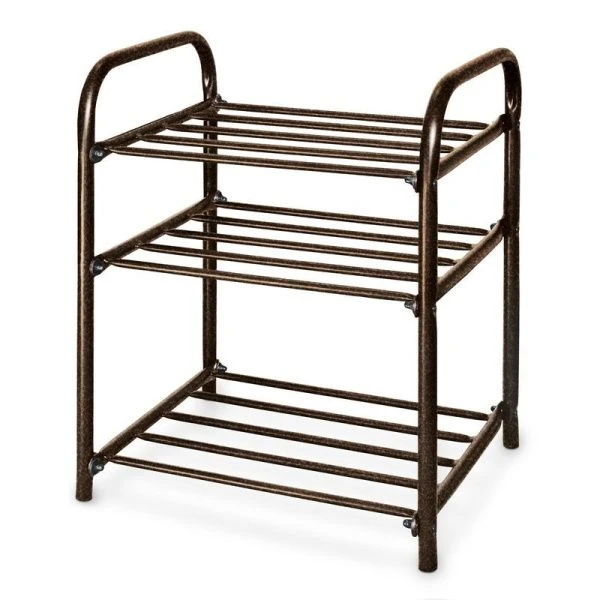 Полка для обуви 3 секции 500*330*450мм металл КОМФОРТ узкая медный антик ЭТК1 (1)