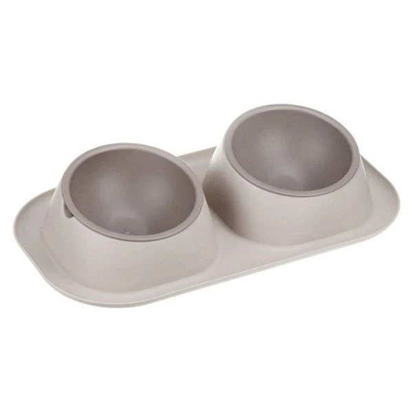 Миска для животных двойная 200мл пластик ТВИКС МИНИ  капучино (8) Миска для животных двойная 200мл пластик ТВИКС МИНИ  капучино (8)