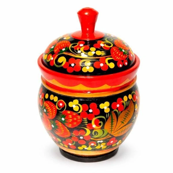 Солонка 12,5*7,5см дерево с хохломской росписью Большая (1)