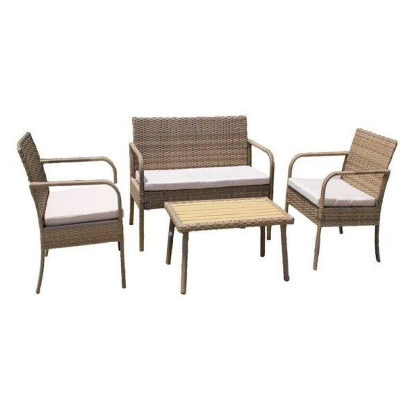 Набор мебели иск.ротанг Лион (диван, 2 кресла, стол) коричнево-бежевый SFS011/1 (1)