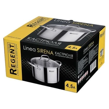 Кастрюля 4,5л h12см нерж.сталь Sirena со стекл.крышкой 22см 65-0422 (6)