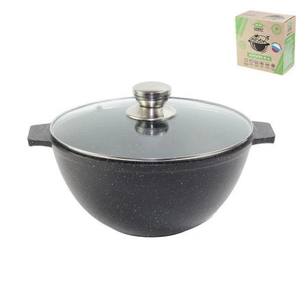 Казан для плова 4л алюминий АП Granit Perfection black со стекл.крышкой (4)