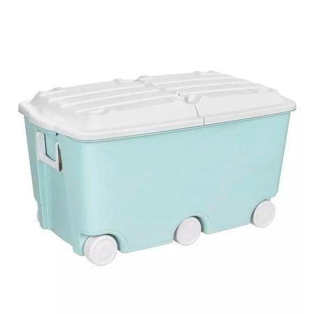 Ящик для игрушек 66,5л 685*395*385мм пластик на колесах светло-голубой (3)