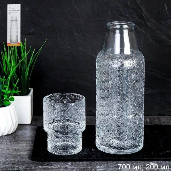 Набор барного стекла 2пр (графин 700мл, стакан-крышка 200мл) Для холостяка CH2 (30)