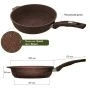 Сковорода 22см алюминий АП ГРАНИТ BROWN несъемная ручка стекл.крышка (5)