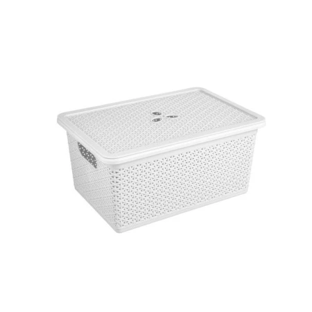 Корзина для хранения 15л 398*273*177мм пластик Wenge светло-серый с крышкой (7) 221305921/03