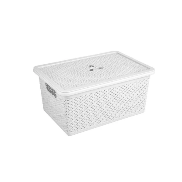 Корзина для хранения 15л 398*273*177мм пластик Wenge светло-серый с крышкой (7) 221305921/03