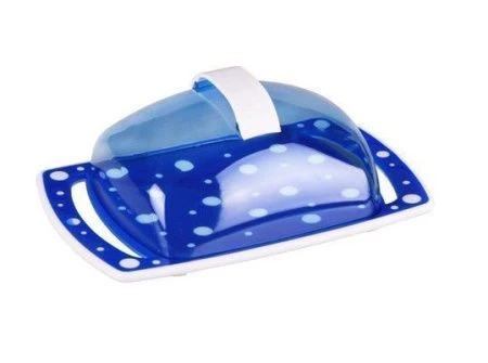 Масленка пластик ГОРОШЕК бело-синяя (15) Масленка пластик ГОРОШЕК бело-синяя (15)