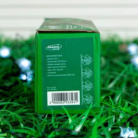 Гирлянда садовая на солнечной батарее пластик 4,5м 30 ламп 2 режима Розы белый свет (50)