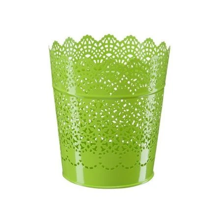 Кашпо 15,2*11,6*17см металл зеленое