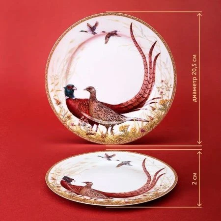 Тарелка мелкая 20,5см фарфор ОХОТА десертная (24)