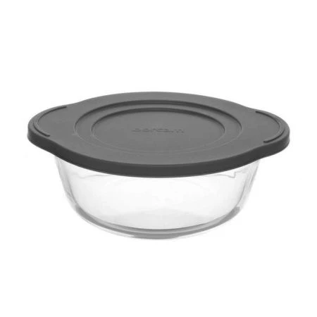 Кастрюля 1,45л стекло БОРКАМ круглая с серой пласт.крышкой 59123GREY (4)