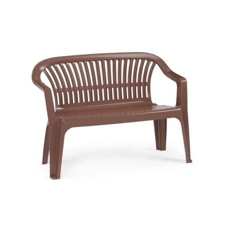 Скамейка со спинкой 115*60*81см пластик ПРЕСТИЖ темно-коричневая (2)